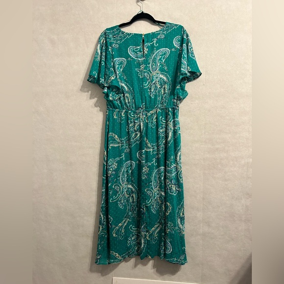 Dana Buchman Large dress green paisley print midi dress flutter sleeve A lined - Picture 9 of 10